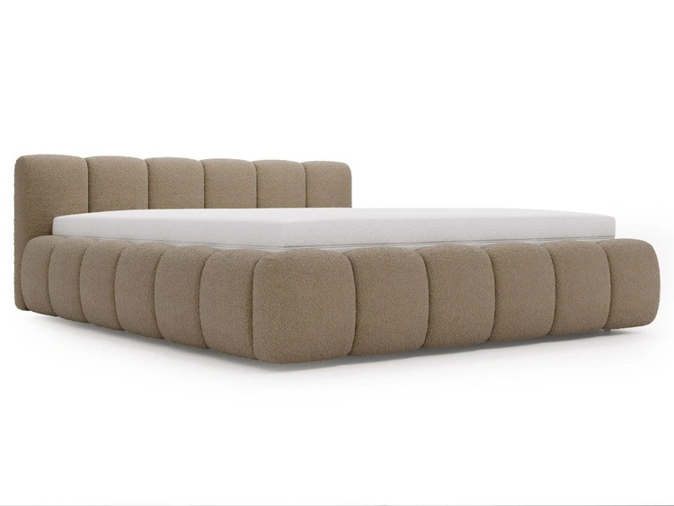 Polsterbett ohne Bettkasten mit Lattenrost 120x200 Cloud Low aus Bouclé-Stoff Braun