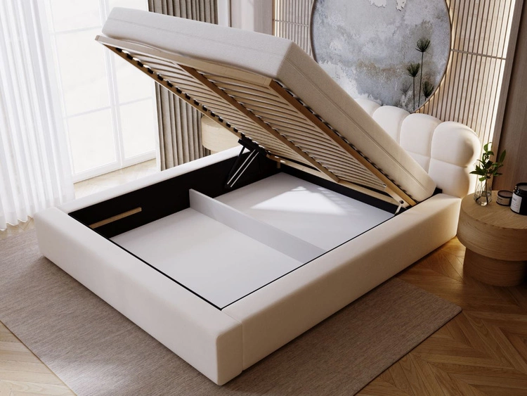 Polsterbett mit Bettkasten und Lattenrost 120x200 Plaza Creme