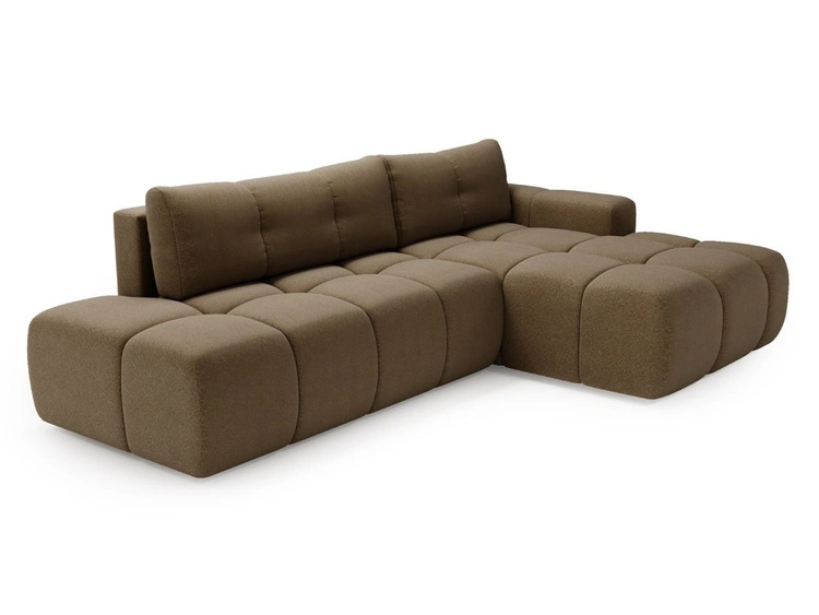 Ecksofa L-Form Rechts mit Schlaffunktion und Bettkasten Montero Braun