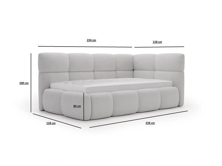 Gepolstertes Jugend-Einzelbett mit Bettkasten und Holzrost 90x200 Modo One Rechts Beige