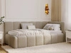 Jugendbett Einzelbett mit Bettkasten und Lattenrost 90x200 Cloud One Dunkelbeige Bouclé-Stoff 
