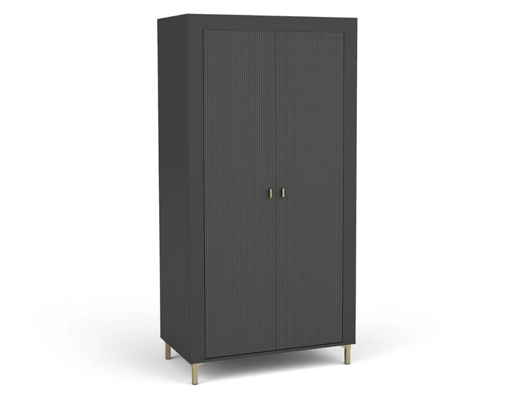 Kleiderschrank mit Drehtüren und Kleiderstange Messina Schwarz