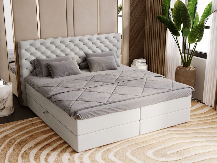 Boxspringbett mit Bettkasten 140x200 Bergamo Hellgrau