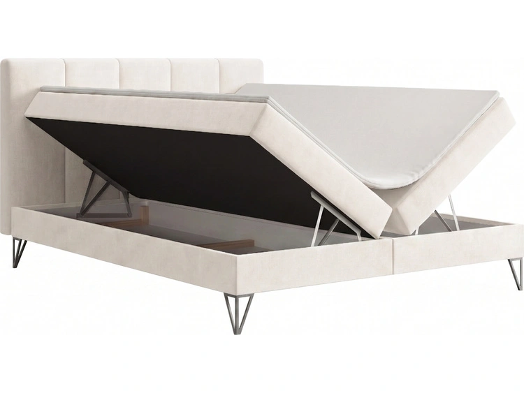 Boxspringbett mit Bettkasten 140x200 Vendi cremig