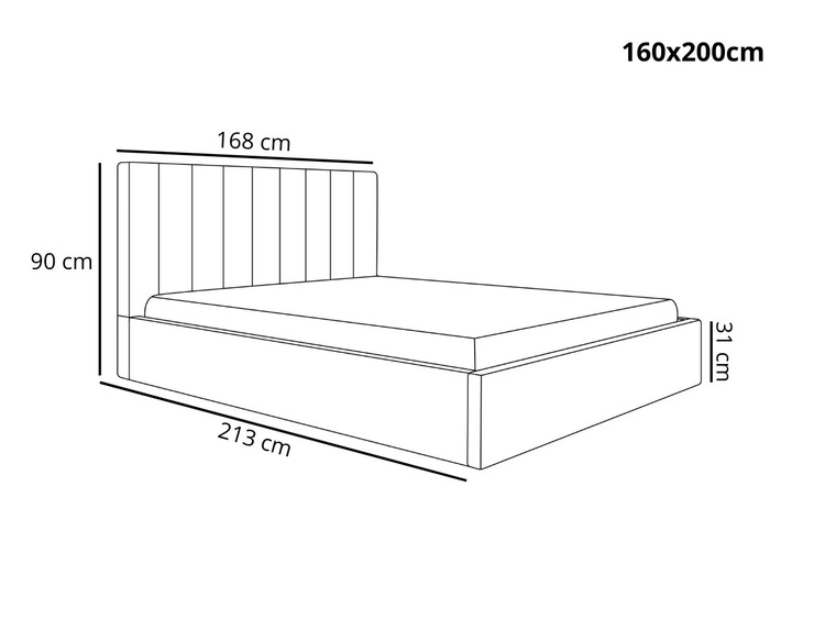Polsterbett mit Bettkasten und Lattenrost 160x200 Sesto Grau