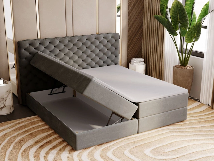 Boxspringbett mit Bettkasten 180x200 Bergamo Dunkelgrau