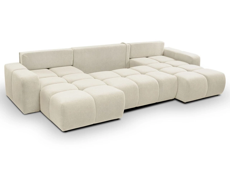 Wohnlandschaft mit Schlaffunktion und Bettkasten Sile U Hellbeige