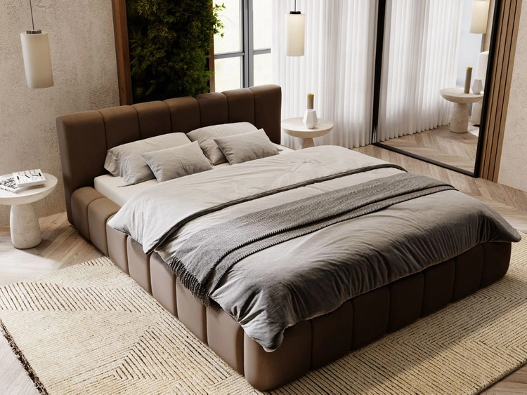 Polsterbett mit Bettkasten und Lattenrost 120x200 Split Braun