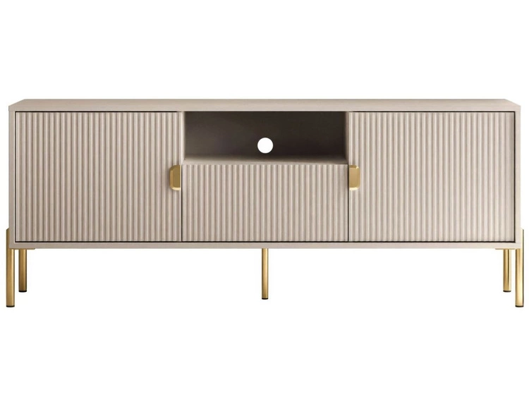 TV-Lowboard zweitürig mit Schublade und goldenen Metallfüßen Orlean Kaschmir Matt