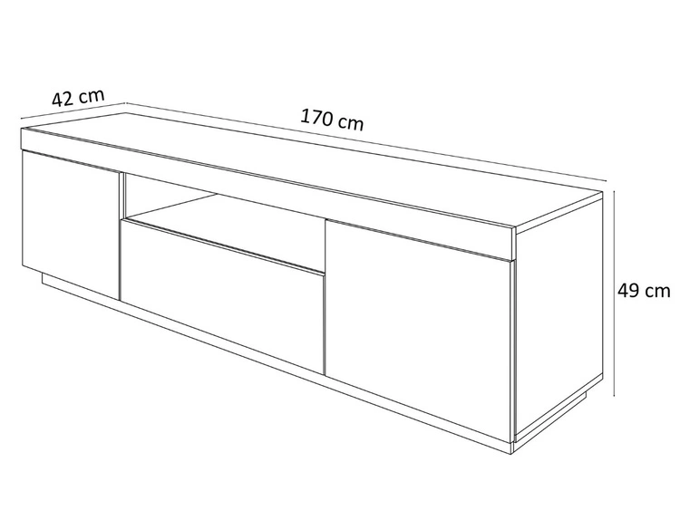 TV-Lowboard Asumi mit Türen und Schublade – Schwarz matt und Eiche Wotan