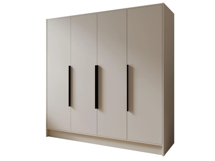 Kleiderschrank 200 cm Perugia Kaschmir mit schwarzen Griffen