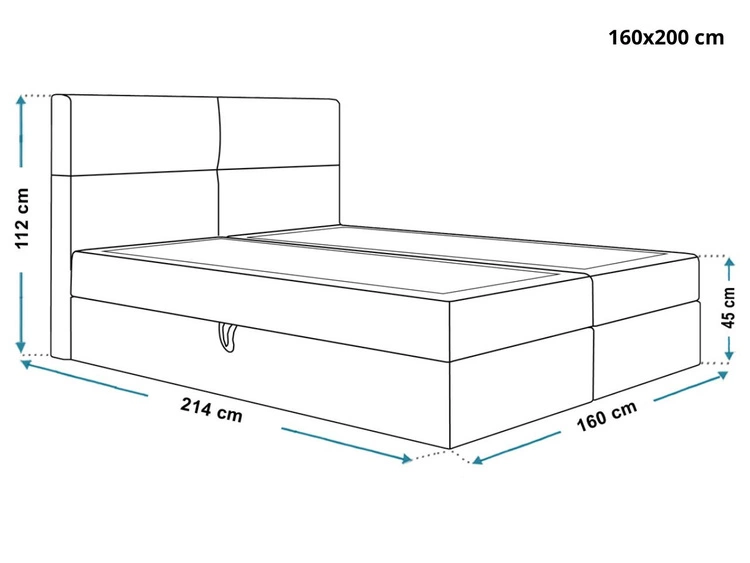 Boxspringbett mit Bettkasten 160x200 Hera Schwarz