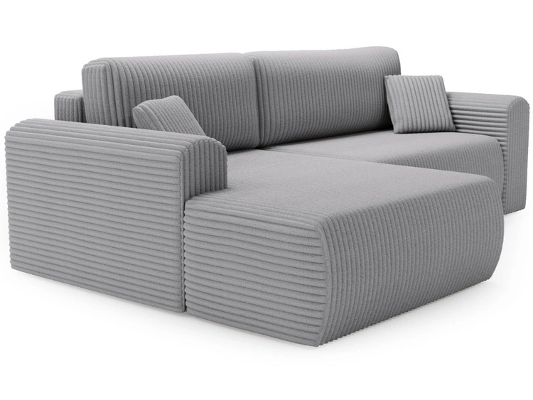 Ecksofa mit Schlaffunktion und Bettkasten Belvio links Hellgrau