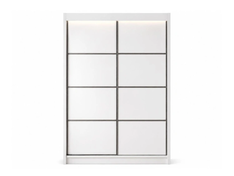 Schiebetürenschrank mit Sprossen 150 cm mit LED-Beleuchtung Ponti Weiß