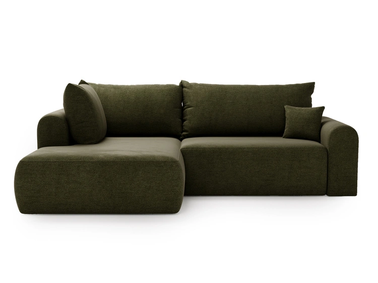 Ecksofa L-Form mit Schlaffunktion und Bettkasten Savana Bis Grün