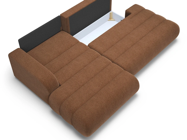 Ecksofa L-Form mit Schlaffunktion und Bettkasten Lisso Links Terrakotta