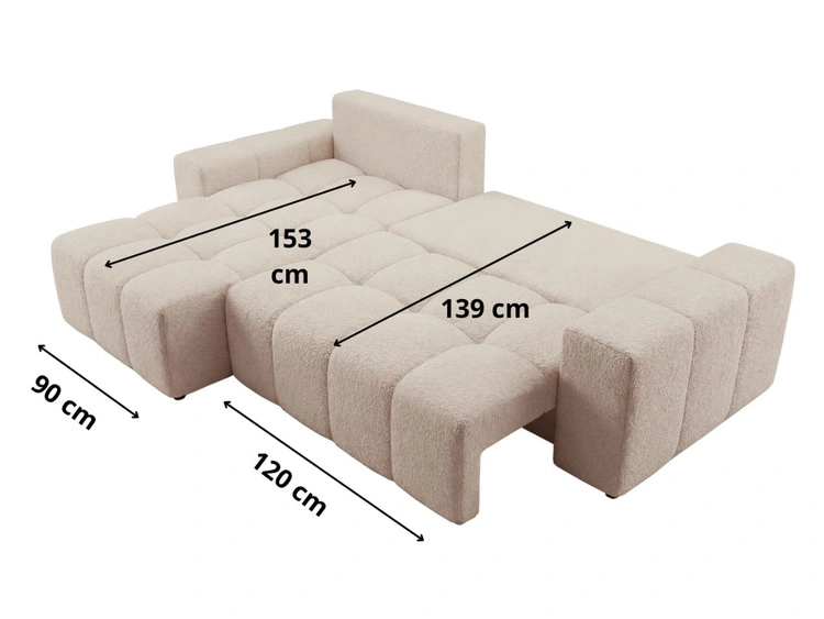 Ecksofa L-Form mit Schlaffunktion und Bettkasten Bresso Creme
