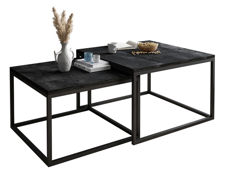 Couchtisch auf schwarzem Metallrahmen Asumi Schwarz 40x46