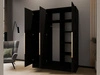 Kleiderschrank mit Spiegel 150 cm Lucca Schwarz mit goldenen Griffen