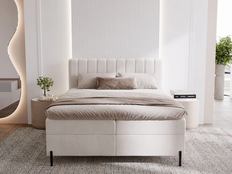Boxspringbett mit Bettkasten 120x200 Primavera Creme