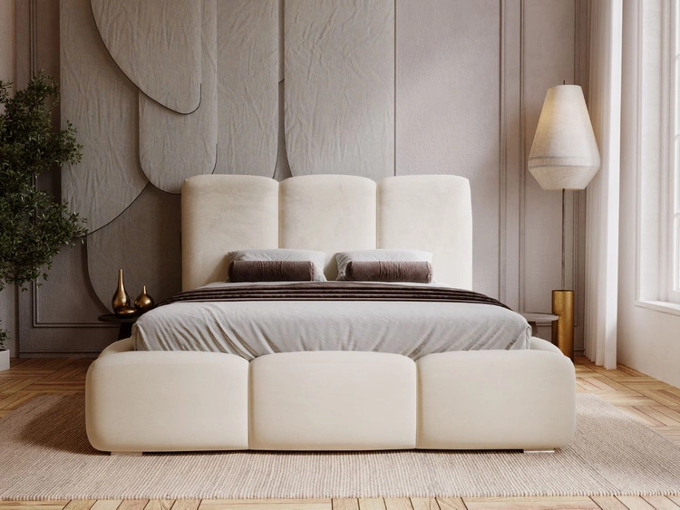 Polsterbett mit Bettkasten und Lattenrost 180x200 Bubble Beige