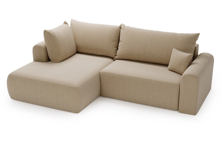 Ecksofa L-Form mit Schlaffunktion und Bettkasten Savana Bis Beige