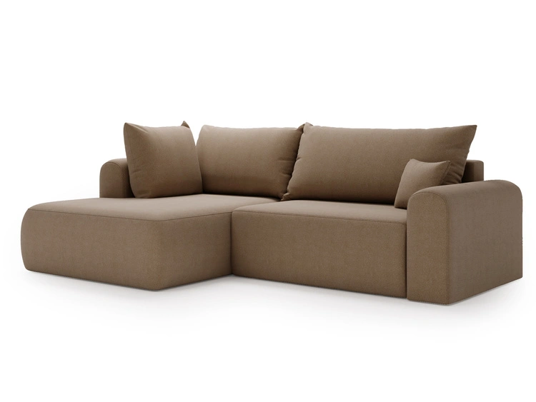 Ecksofa L-Form mit Schlaffunktion und Bettkasten Savana Bis Braun