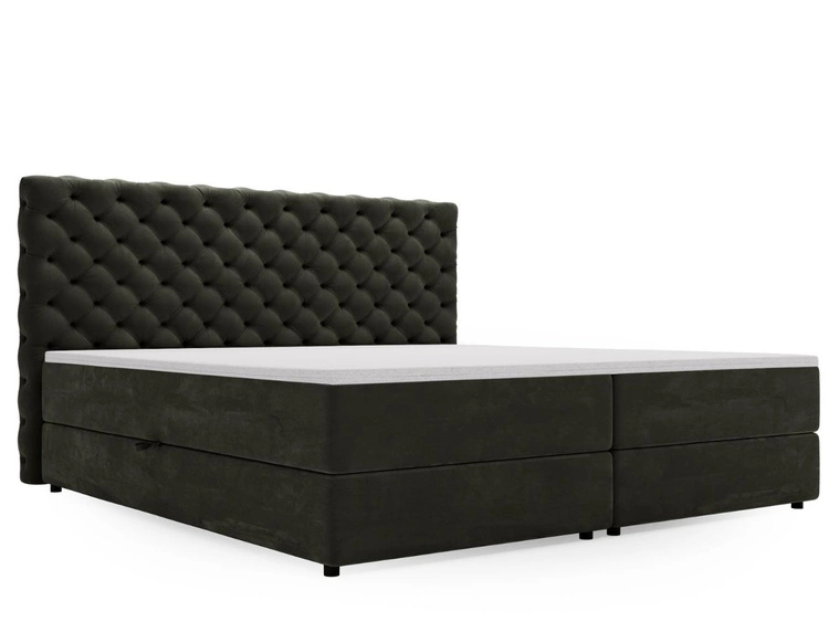 Boxspringbett mit Bettkasten 140x200 Bergamo Dunkelgrau