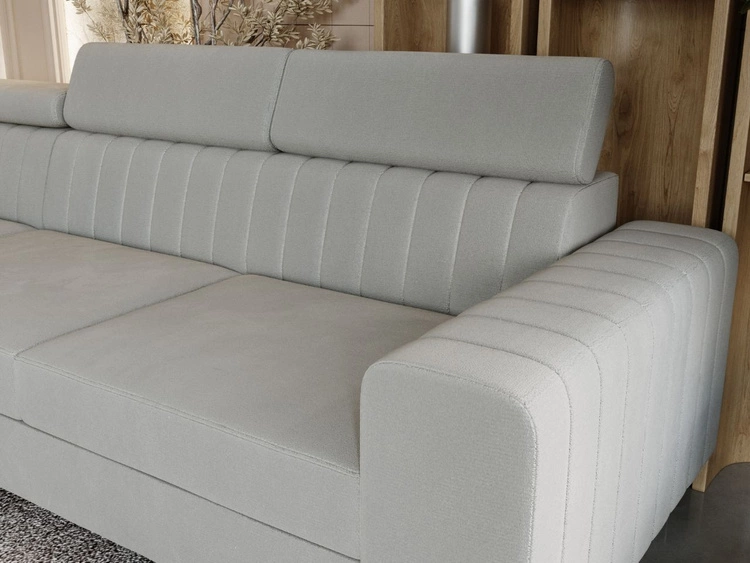 Ecksofa mit Schlaffunktion und Bettkasten Berona links Grau