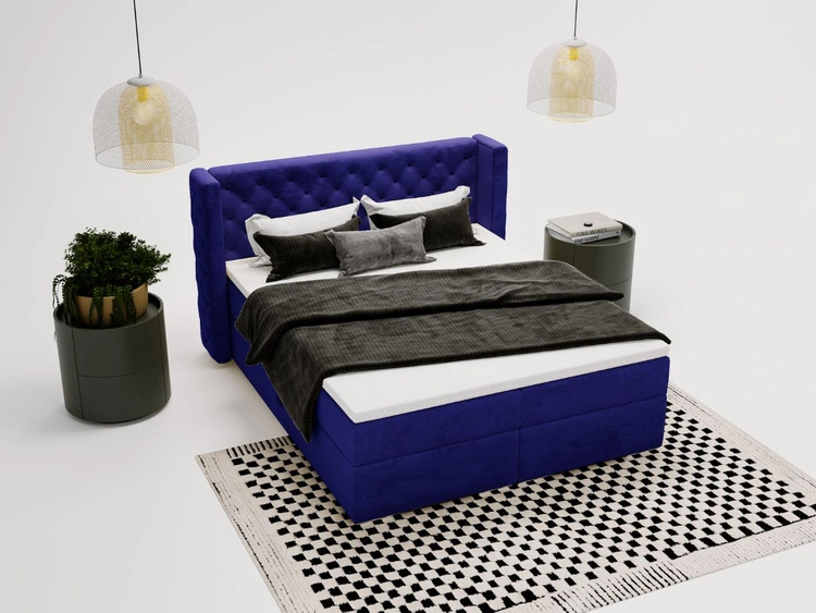 Boxspringbett mit Bettkasten 140x200 Lion Dunkelblau