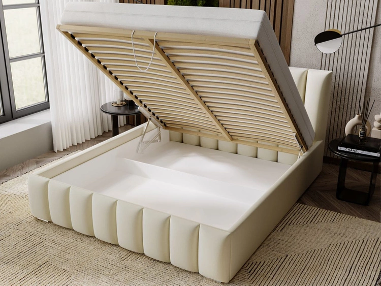 Polsterbett mit Bettkasten und Lattenrost 120x200 Neos Beige