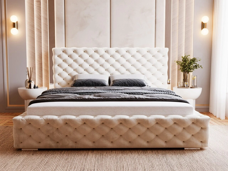 Polsterbett mit Bettkasten und Lattenrost 140x200 Astra Beige