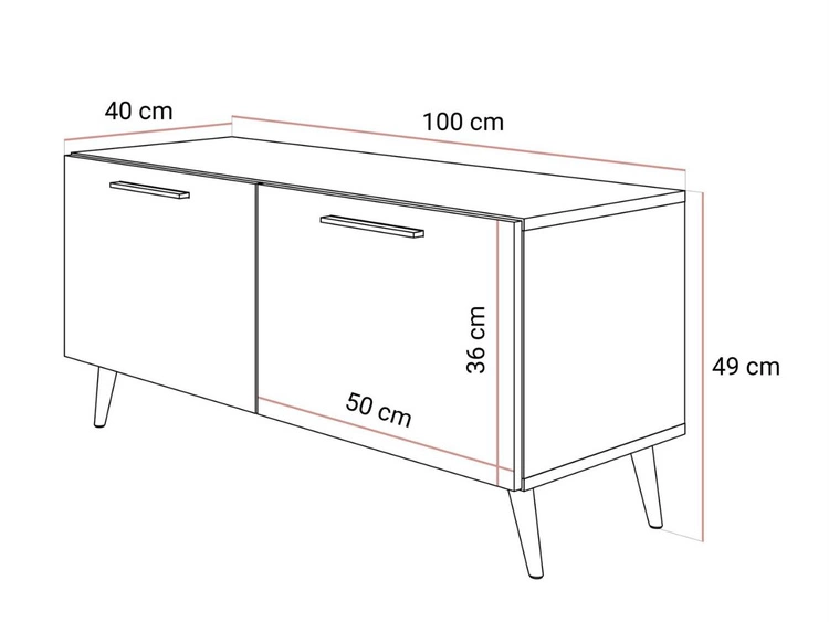 TV-Lowboard mit Türen und LED-Beleuchtung auf Schwarzen Metallbeinen 100 cm Noaé Kaschmir