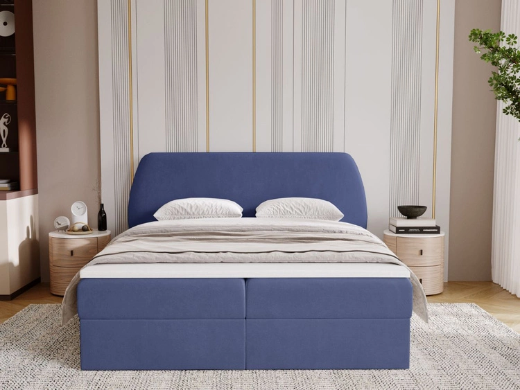 Boxspringbett mit Bettkasten 160x200 Bogota Dunkelblau