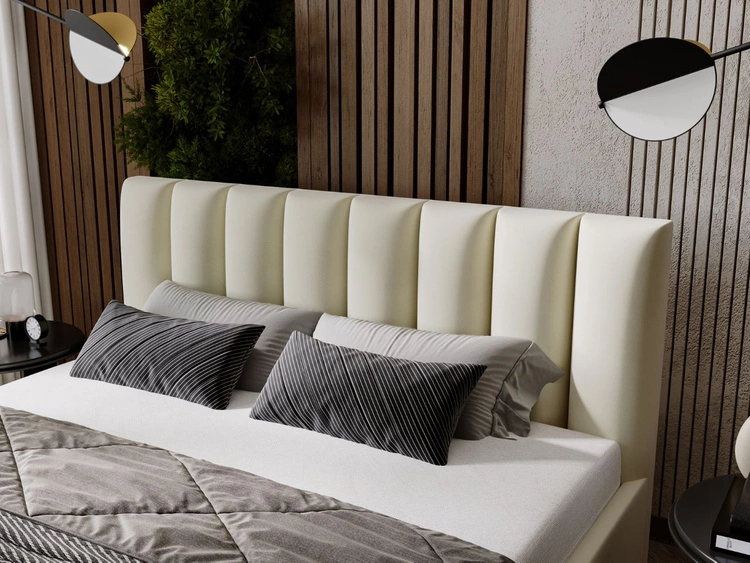 Polsterbett mit Bettkasten und Lattenrost 200x200 Neos Beige