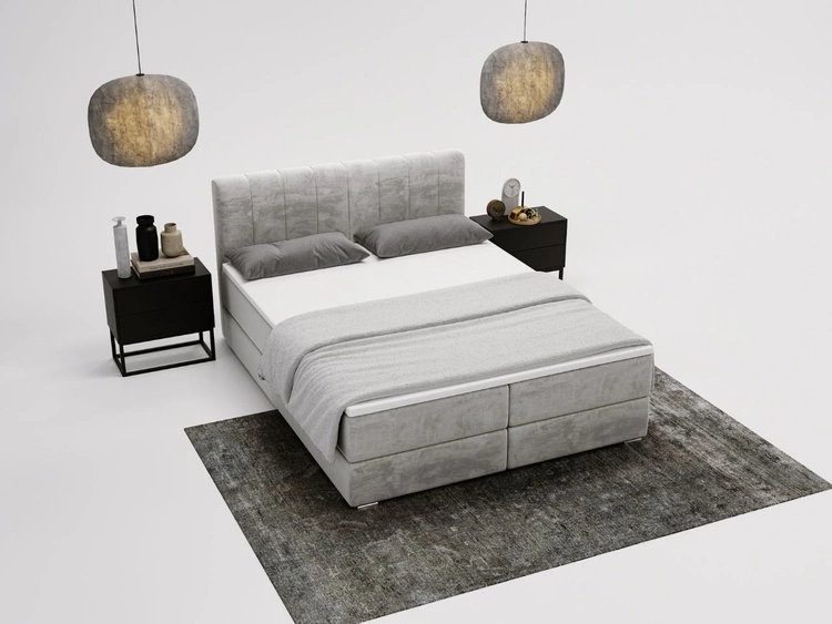 Boxspringbett mit Bettkasten 160x200 Forte Hellgrau