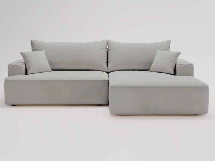 Ecksofa L-Form Rechts mit Schlaffunktion und Bettkasten California Hellgrau