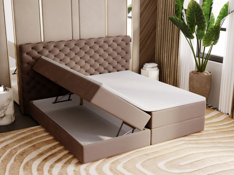 Boxspringbett mit Bettkasten 200x200 Bergamo Braun