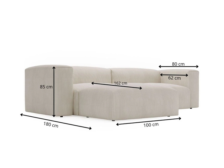 Ecksofa L-Form Rechts Moderne Cord Ecksofa Landi Hellbeige