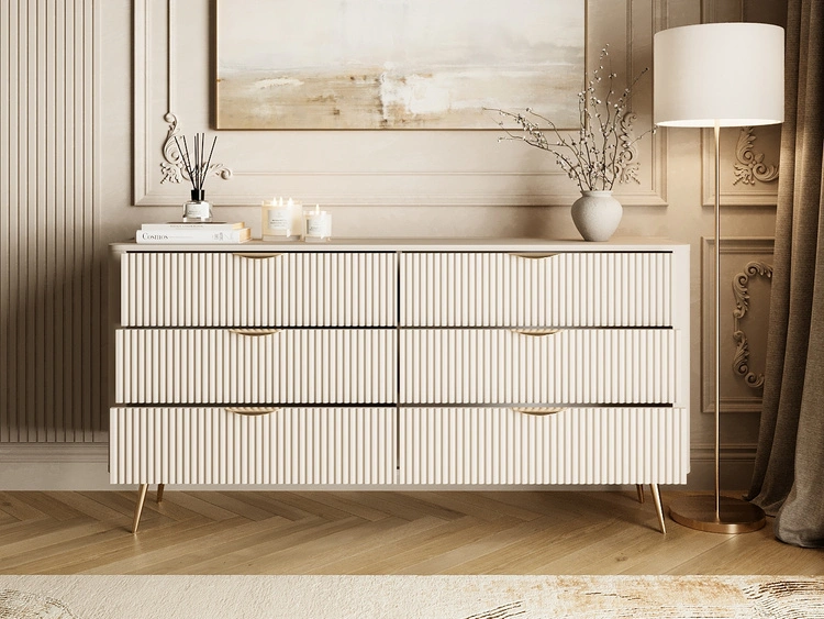 Kommode mit 6 Schubladen Latina Beige