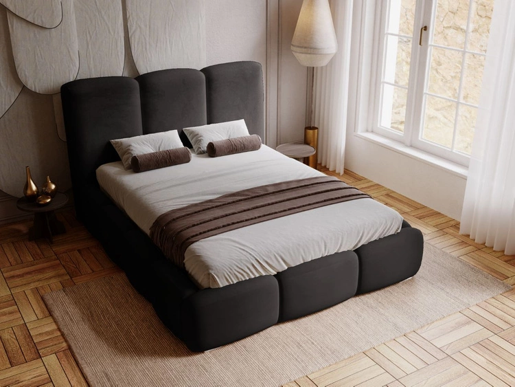 Polsterbett mit Bettkasten und Lattenrost 160x200 Bubble Schwarz