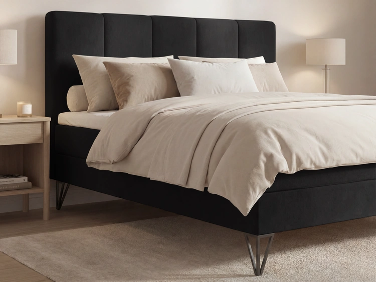 Boxspringbett mit Bettkasten 180x200 Vendi Schwarz