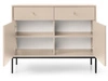 Kommode mit Türen sowie Schubladen mit Schwarz Metallbeinen 104 cm Amor Beige