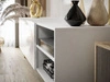 TV-Schrank mit gefrästen Fronten und goldenen Metallbeinen Vionel Weiß glänzend