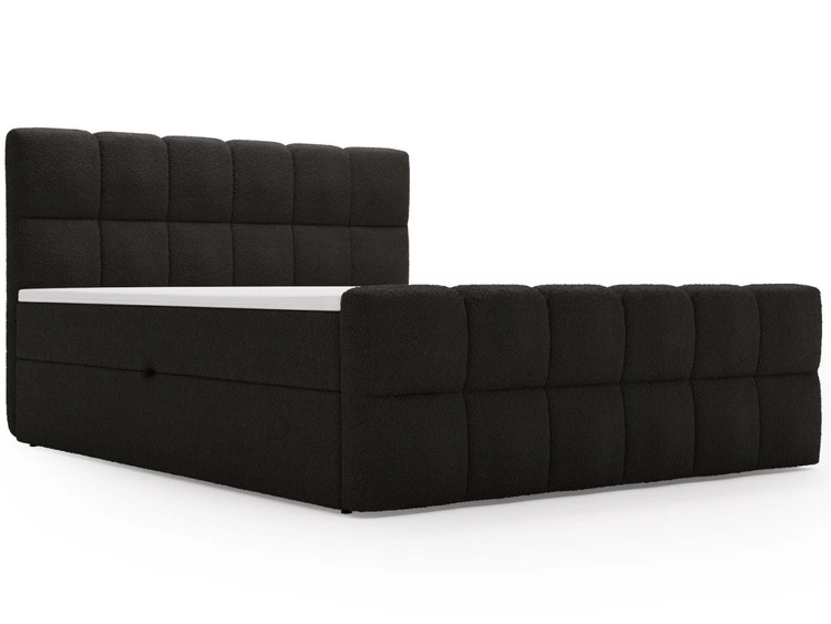 Boxspringbett mit Bettkasten 140x200 Bouclé-Stoff Alicante Schwarz
