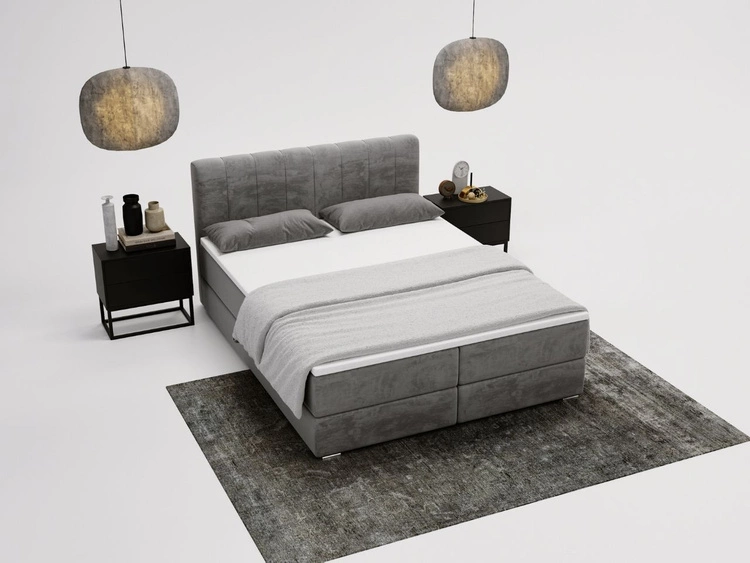 Boxspringbett mit Bettkasten 120x200 Forte Grau