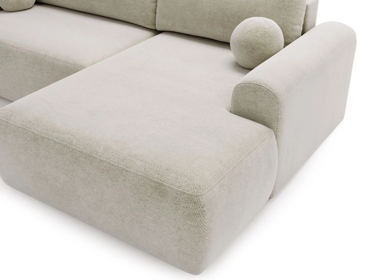 Ecksofa L-Form mit Schlaffunktion und Bettkasten Savana Rechts Hellbeige
