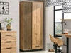 Kleiderschrank 90 cm mit Lamellen und Flügeltüren für das Wohnzimmer Lavore Wotan Eiche, Schwarz matt