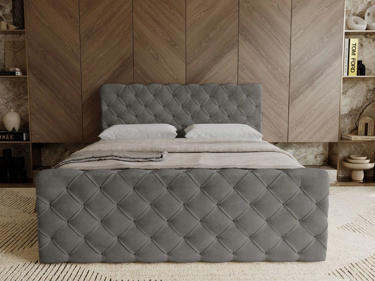 Boxspringbett mit Bettkasten 140x200 Lunaris Dunkelgrau