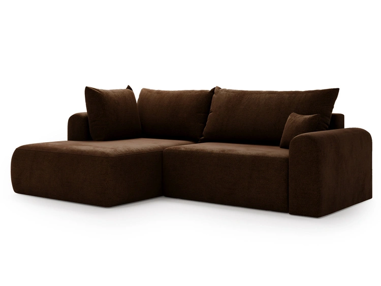 Ecksofa L-Form mit Schlaffunktion und Bettkasten Savana Bis Braun
